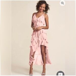 VENUS Pink Ruffle Backless Dress